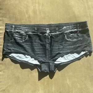 Denim print swimsuit bottoms